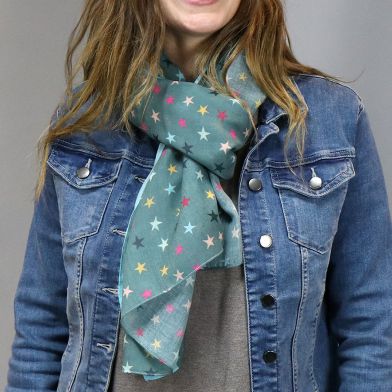 Aqua Mix Recycled Star Scarf by Peace of Mind